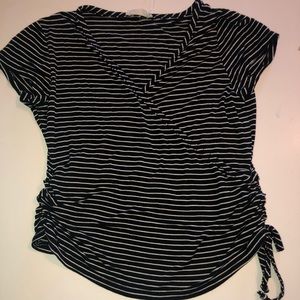 Black and White Cross Over V-Neck Top